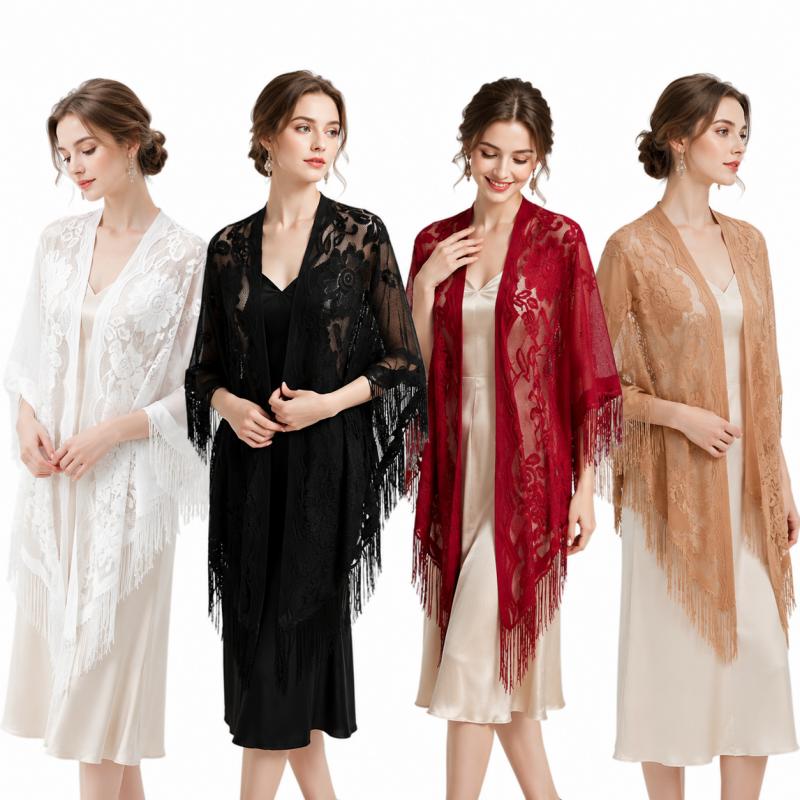 Kimono Sheer Floral - Xale Floral de Renda para Mulheres,