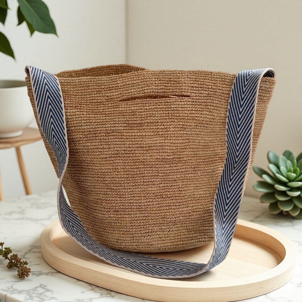 Crochet Bag Raffia - Nova Bolsa Bucket Arco-Íris de Ráfia