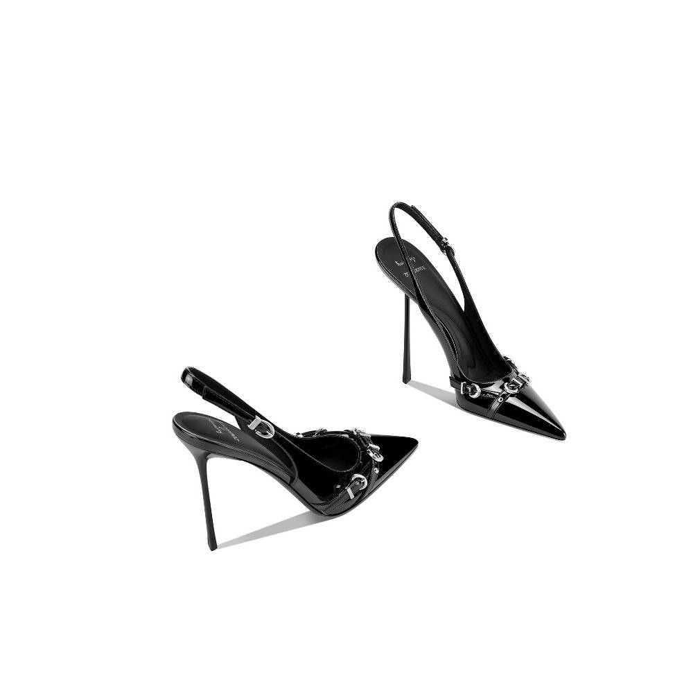 Sandal Strappy Heeled - Sandálias Femininas Pretas Elegantes de Salto