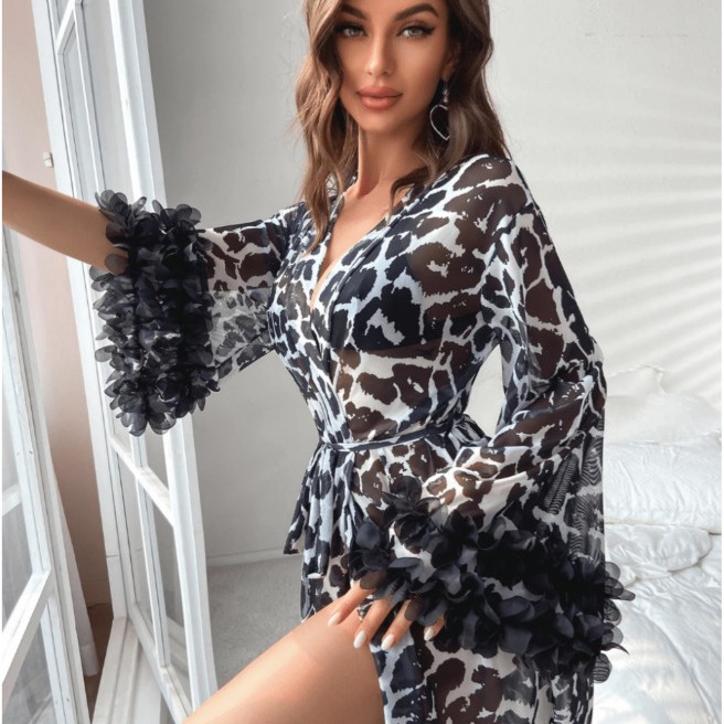Roupão Longo Feminino Atacado  - Kimono Sheer Floral avaliação e preço