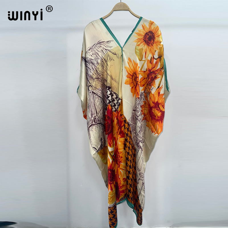 WINYI-Vestido de praia boêmio  - Cover Up Kaftan avaliação e preço