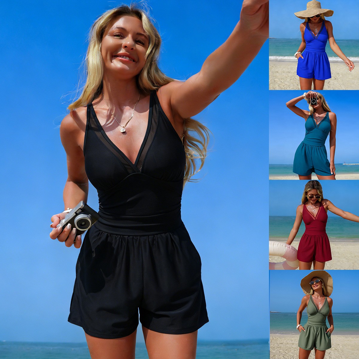 Maiô Preto de Cor Sólida Sem M - Swimsuit Bikini Ruched avaliação e preço