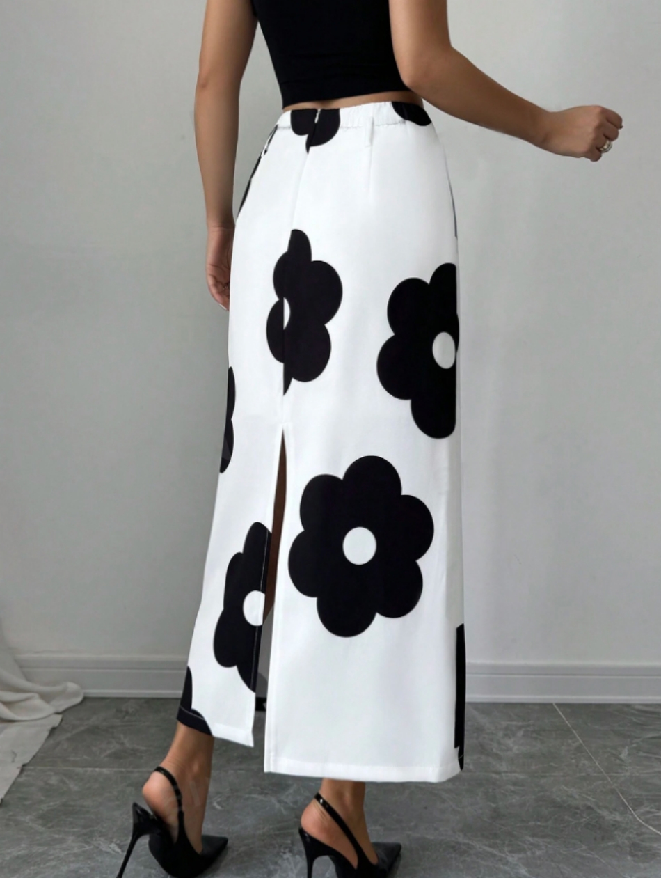 Conjunto de 2 Peças Feminino c - Midi Skirt Floral avaliação e preço