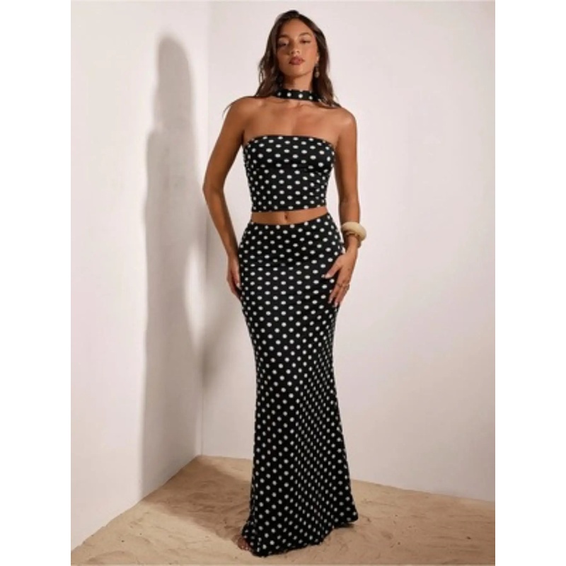 Conjunto feminino retrô Y2K co - Crop Top Crochet avaliação e preço