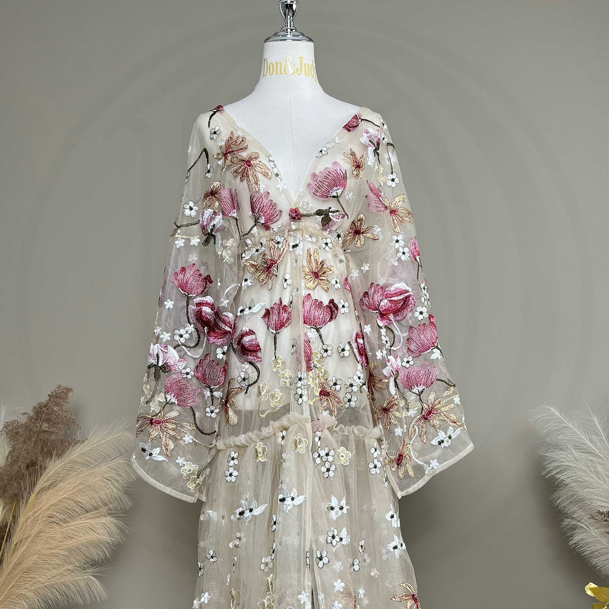 Vestido de Festa Estilo Quimon - Kimono Sheer Floral avaliação e preço